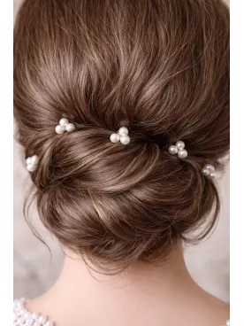 Lot de 5 pics à cheveux perles – Bijou de chignon mariage élégant-Perline