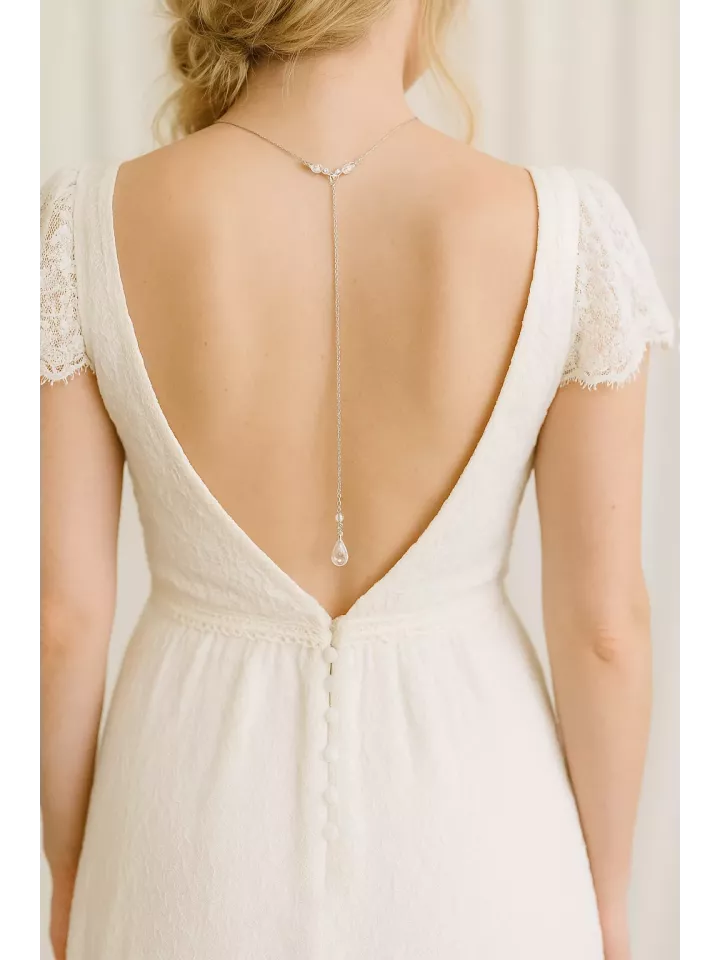 Collier de Dos Mariée Perles Blanches – Bijou de Mariage Élégant-La Belleza Eterna