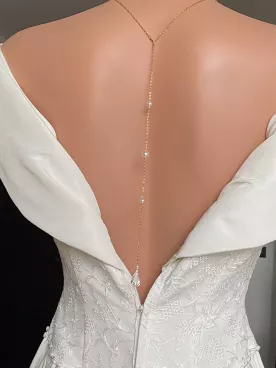 Collier de Dos Mariée Perles Blanches – Bijou de Mariage Élégant-Primavera