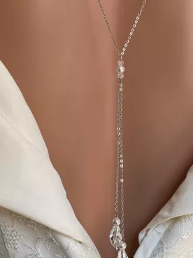 Parure Mariée Rose Gold – Collier de Dos Élégant, Bracelet et Boucles d’Oreilles | Bijoux de Mariage Raffinés Robe Dos Nu
