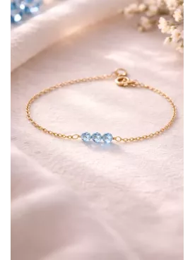 Bracelet Mariée “Mon Quelque Chose de Bleu” – Perles Fines Dorées