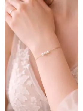 Kit Bracelet Mariée & Fille – Perles Blanches Dorées | Bijoux Maman Fille Mariage