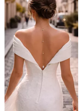 Collier de dos mariage perles et cristaux – bijou de mariée élégant -Estilo
