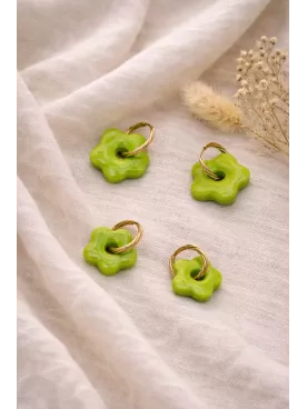 Boucles d’oreilles fleurs vertes duo  mère fille – Coffret cadeau comme maman | Lueur de Perles