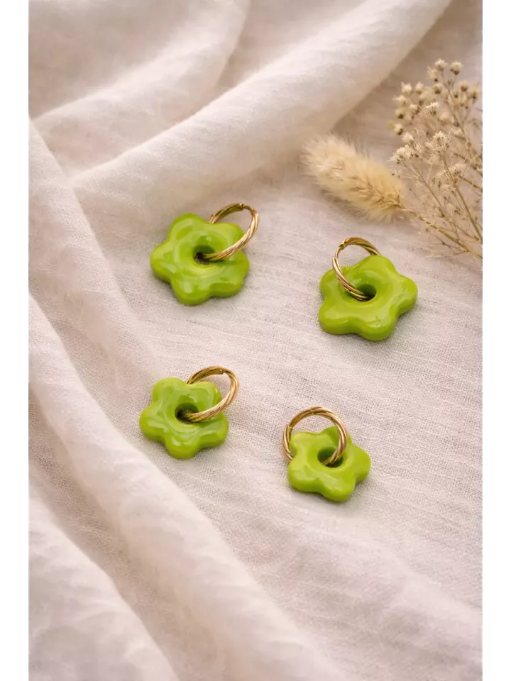 Boucles d’oreilles fleurs vertes duo  mère fille – Coffret cadeau comme maman | Lueur de Perles