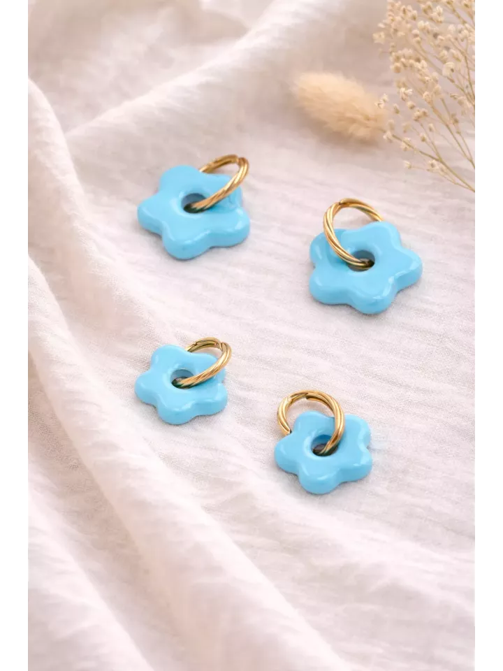 Boucles d’oreilles fleurs bleu ciel duo mère fille – Coffret cadeau comme maman | Lueur de Perles