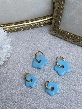 Boucles d’oreilles fleurs bleu ciel duo mère fille – Coffret cadeau comme maman | Lueur de Perles