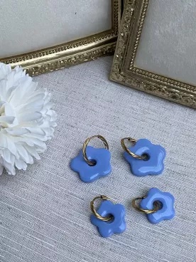 Boucles d’oreilles fleurs bleu lilas duo mère fille – Coffret cadeau comme maman | Lueur de Perles