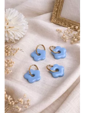 Boucles d’oreilles fleurs bleu lilas duo mère fille – Coffret cadeau comme maman | Lueur de Perles