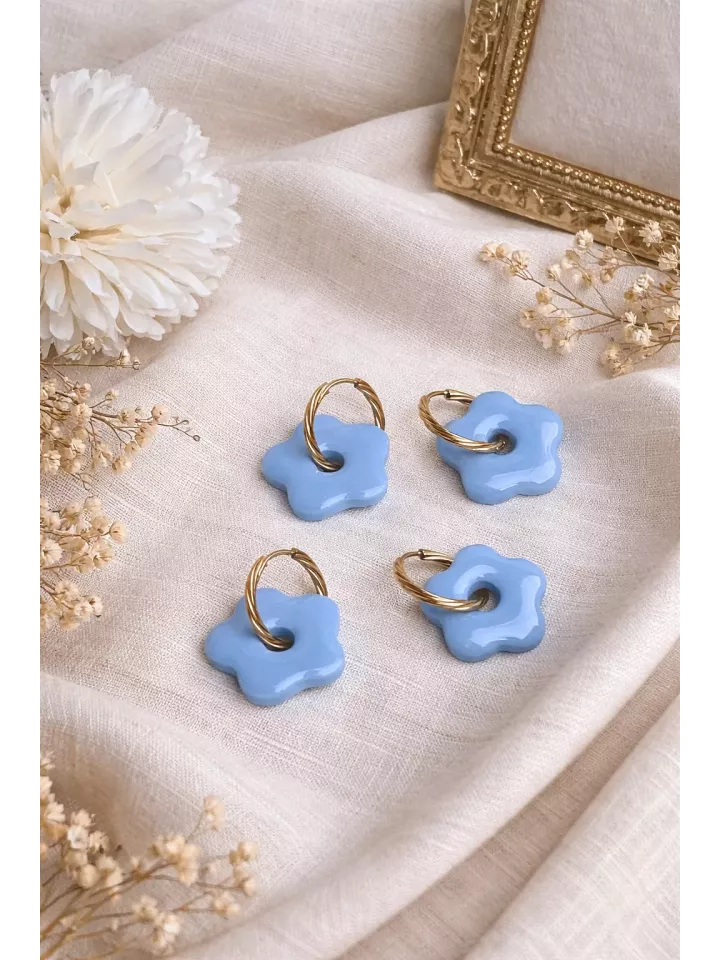 Boucles d’oreilles fleurs bleu lilas duo mère fille – Coffret cadeau comme maman | Lueur de Perles