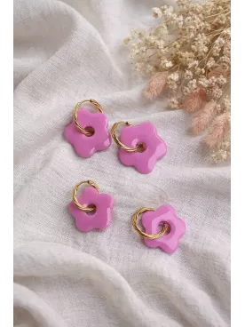 Boucles d’oreilles fleurs rose bonbon duo mère fille – Coffret cadeau comme maman | Lueur de Perles