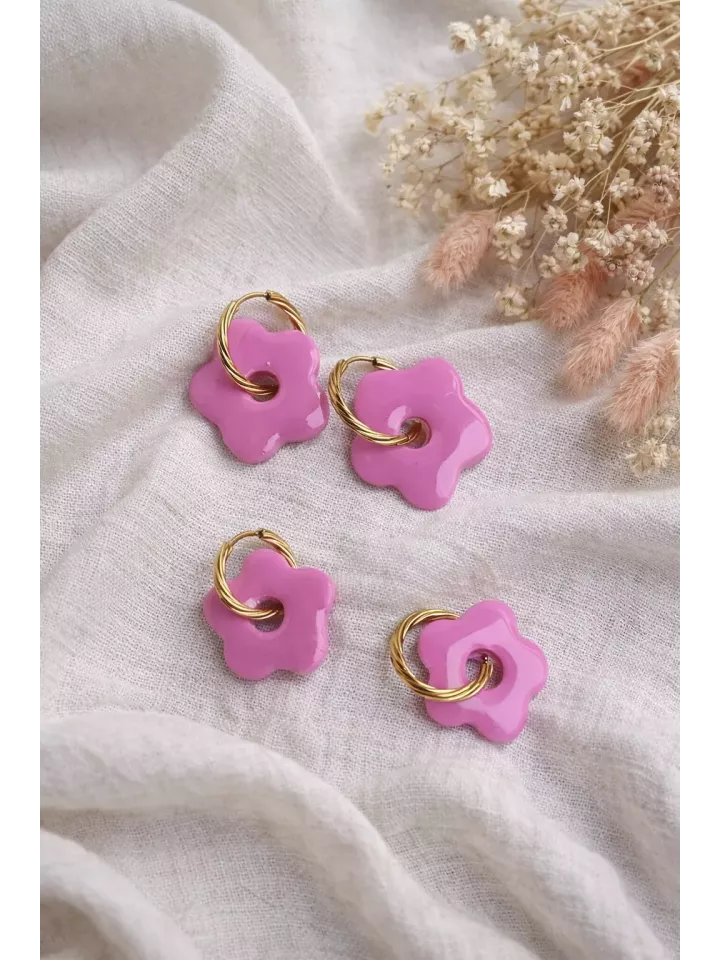 Boucles d’oreilles fleurs rose bonbon duo mère fille – Coffret cadeau comme maman | Lueur de Perles