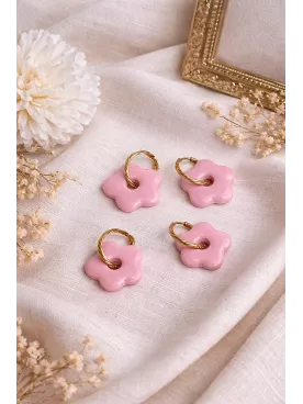 Boucles d’oreilles fleurs rose  duo mère fille – Coffret cadeau comme maman | Lueur de Perles