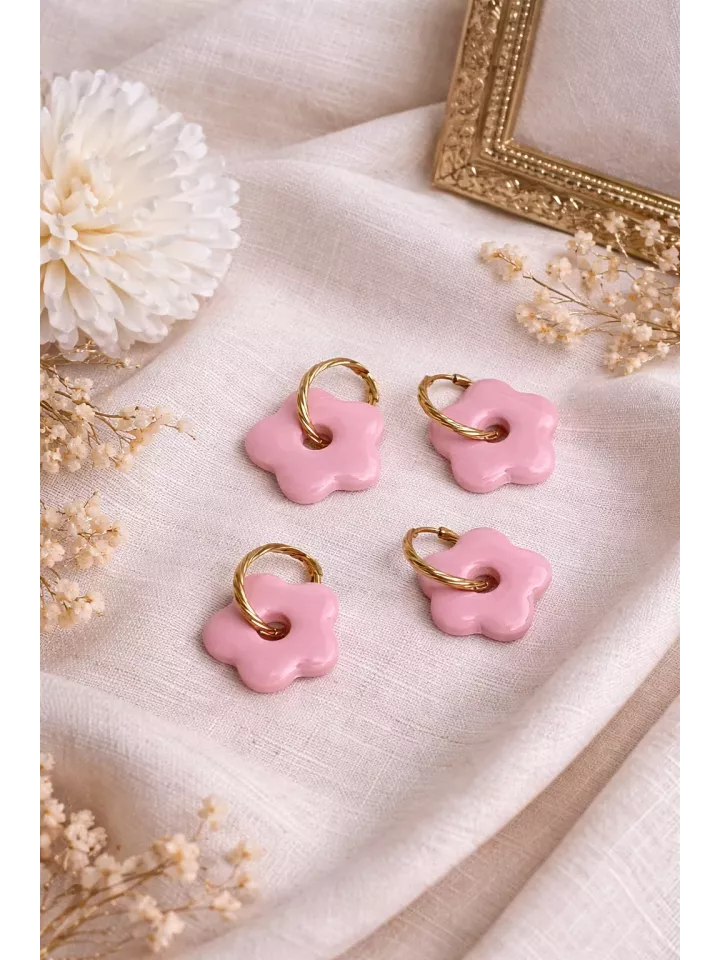 Boucles d’oreilles fleurs rose  duo mère fille – Coffret cadeau comme maman | Lueur de Perles