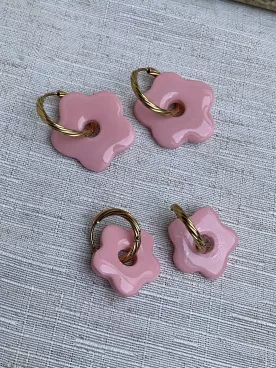 Boucles d’oreilles fleurs rose  duo mère fille – Coffret cadeau comme maman | Lueur de Perles