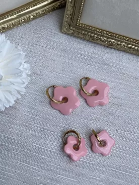 Boucles d’oreilles fleurs rose  duo mère fille – Coffret cadeau comme maman | Lueur de Perles