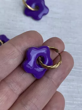 Boucles d’oreilles fleurs violette duo mère fille – Coffret cadeau comme maman | Lueur de Perles