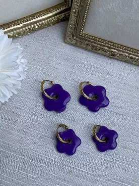 Boucles d’oreilles fleurs violette duo mère fille – Coffret cadeau comme maman | Lueur de Perles