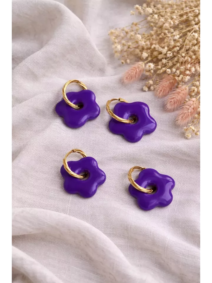Boucles d’oreilles fleurs violette duo mère fille – Coffret cadeau comme maman | Lueur de Perles