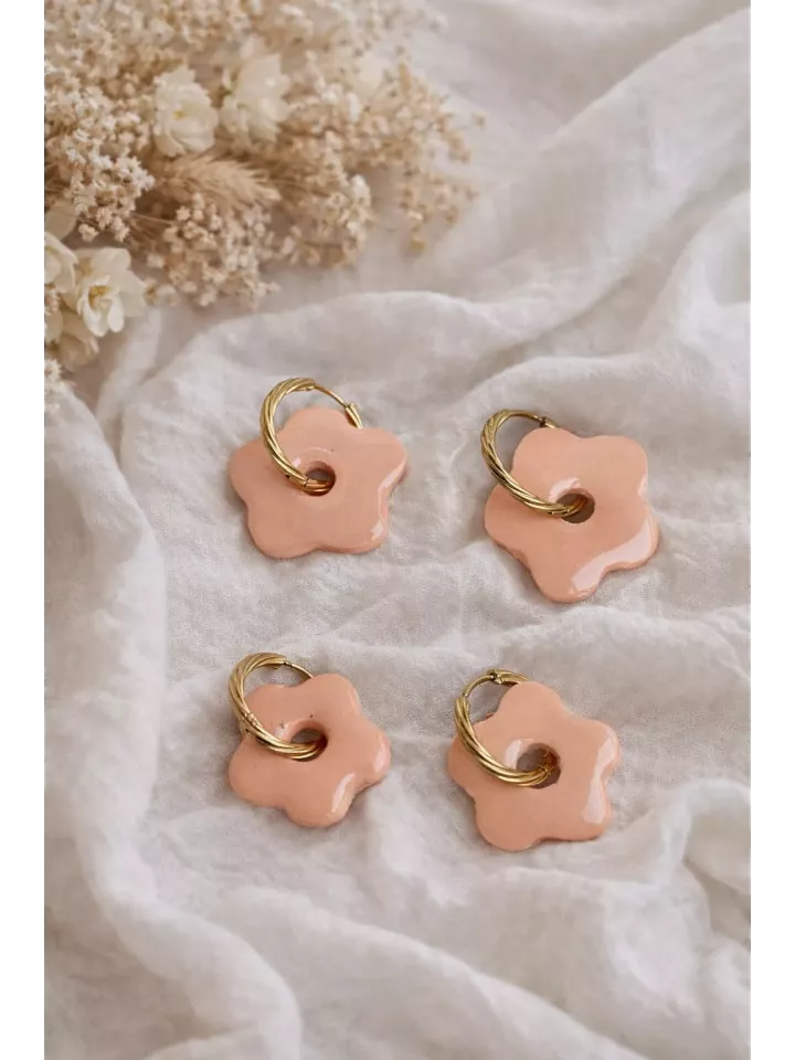 Boucles d’oreilles fleurs pèche duo mère fille – Coffret cadeau comme maman | Lueur de Perles