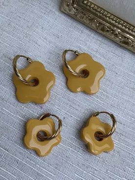 Boucles d’oreilles fleurs moutarde duo mère fille – Coffret cadeau comme maman | Lueur de Perles