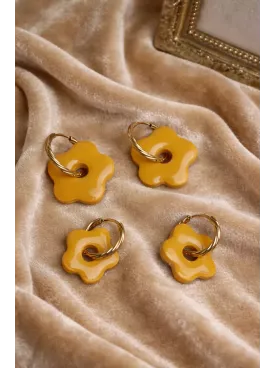 Boucles d’oreilles fleurs moutarde duo mère fille – Coffret cadeau comme maman | Lueur de Perles