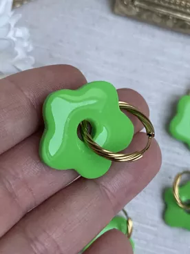 Boucles d’oreilles fleurs Vert pomme duo mère fille – Coffret cadeau comme maman | Lueur de Perles