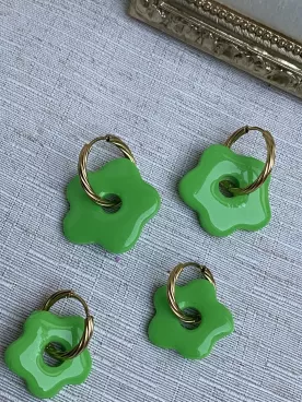 Boucles d’oreilles fleurs Vert pomme duo mère fille – Coffret cadeau comme maman | Lueur de Perles