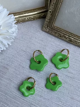 Boucles d’oreilles fleurs Vert pomme duo mère fille – Coffret cadeau comme maman | Lueur de Perles