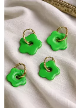 Boucles d’oreilles fleurs Vert pomme duo mère fille – Coffret cadeau comme maman | Lueur de Perles