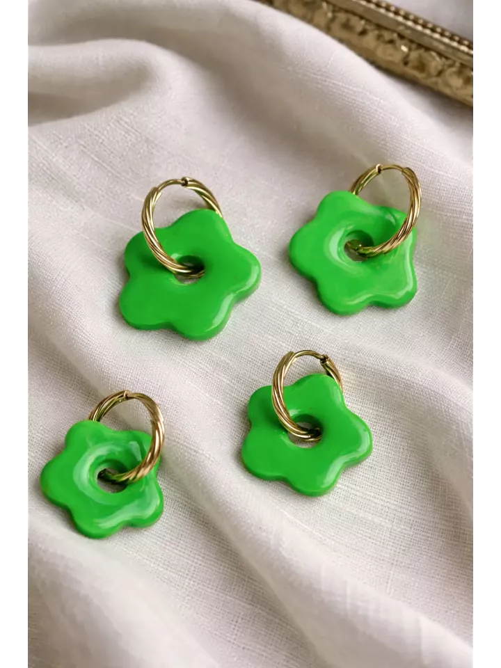 Boucles d’oreilles fleurs Vert pomme duo mère fille – Coffret cadeau comme maman | Lueur de Perles