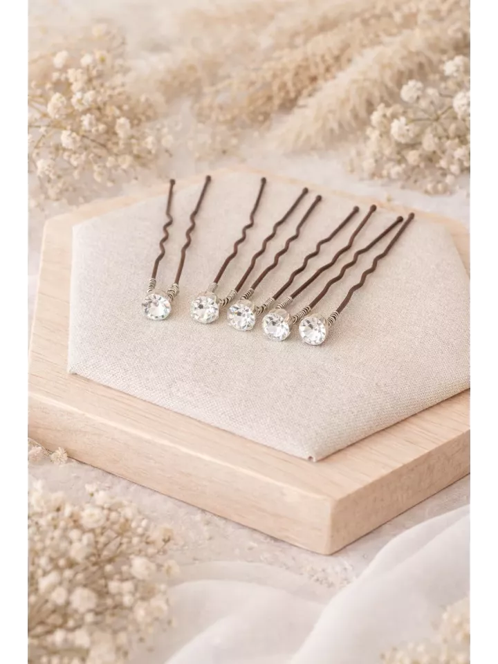 Pics à cheveux mariage cristal 6 mm – Lot de 5 - Étoiles