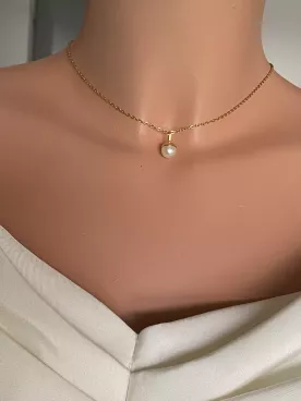 Collier de dos perles d'eau Swarovski  – Bijou de mariée élégant et minimaliste I Refinamiento