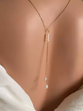 Collier de dos perles d'eau Swarovski  – Bijou de mariée élégant et minimaliste I Refinamiento