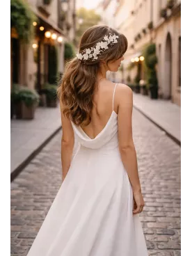 Ornement cheveux mariée fleurs ivoire et perles | Accessoire mariage romantique- Romane