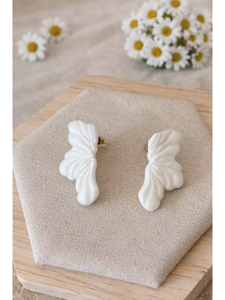 Boucles d’Oreilles Mariée – Fleur Élégante et Chic- Gardenia Blanc