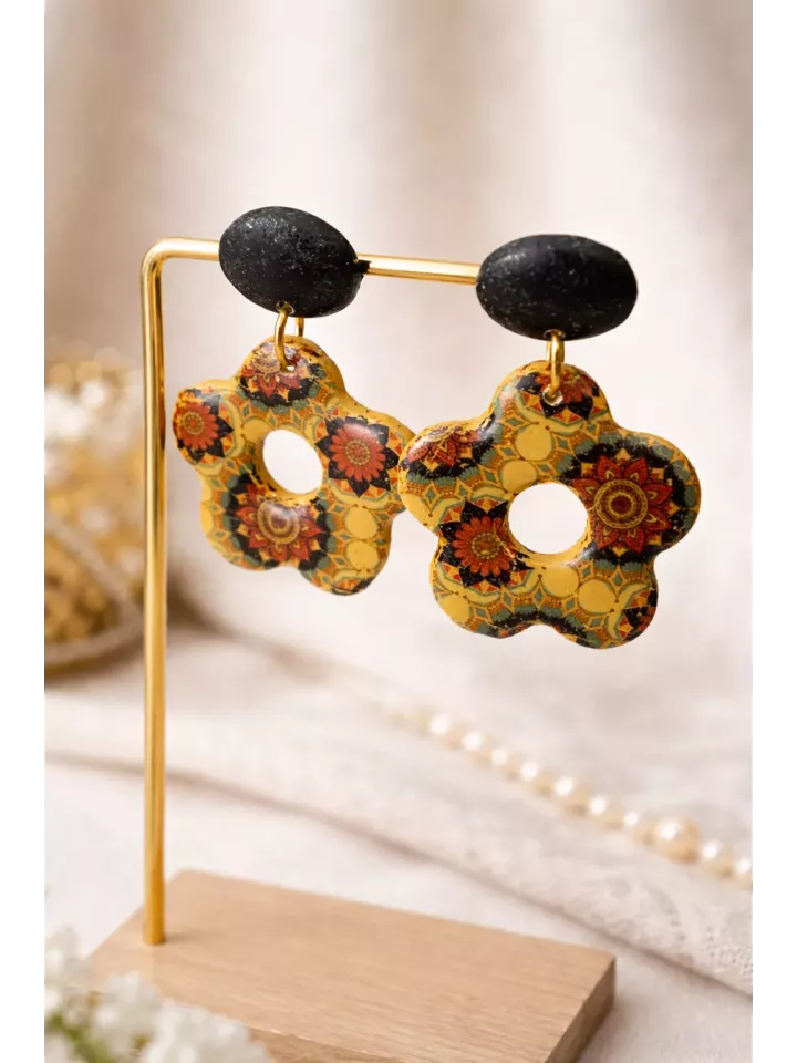 Boucles d’oreilles Fleur Mandala – Élégance Bohème & Couleurs Vibrantes