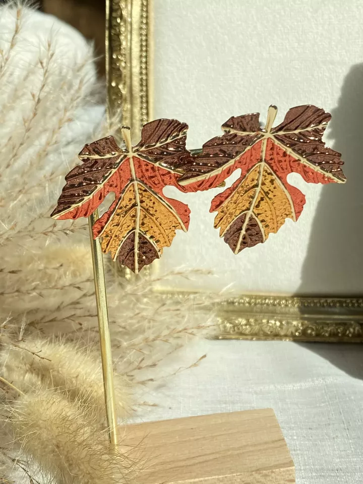 Boucles d’oreilles Feuille d’Automne – Éclat doré cuivré & style nature chic