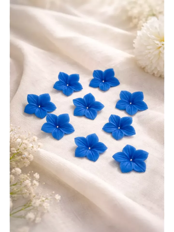 Lot de 10 fleurs bleu profond – Porcelaine froide souple | DIY, fleur de cerisier & loisirs créatifs
