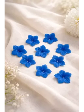 Lot de 10 fleurs bleu profond – Porcelaine froide souple | DIY, fleur de cerisier & loisirs créatifs