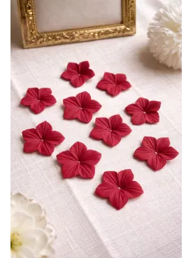 Lot de 10 fleurs bordeaux – Porcelaine froide souple | DIY, fleur de cerisier & loisirs créatifs