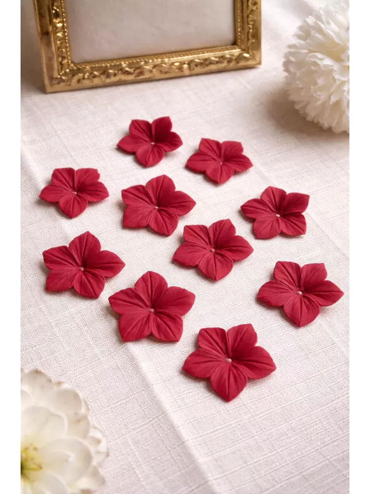 Lot de 10 fleurs bordeaux – Porcelaine froide souple | DIY, fleur de cerisier & loisirs créatifs