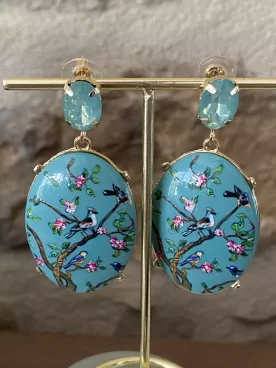 Boucles d’oreilles xxl oiseaux & fleurs – Élégance poétique et charme naturel