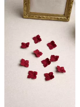 Lot de 10 fleurs d’hortensia bordeaux en porcelaine froide souple – Idéal DIY & loisirs créatifs