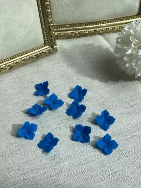 Lot de 10 fleurs d’hortensia  bleu profond en porcelaine froide souple – Idéal DIY & loisirs créatifs