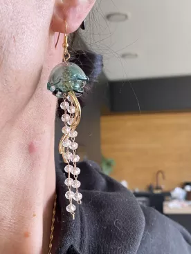 Boucles d’oreilles Méduse XXL vert d’eau – Bijou oversize look été