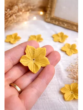 Lot de 10 fleurs safran ocre– Porcelaine froide souple | DIY, fleur de cerisier & loisirs créatifs
