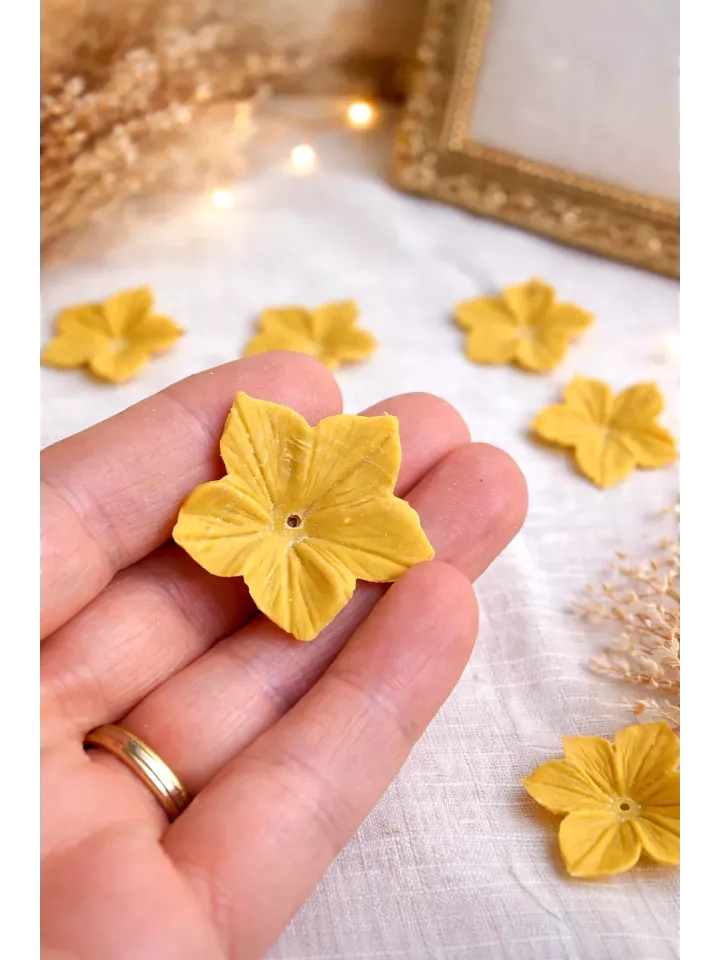 Lot de 10 fleurs safran ocre– Porcelaine froide souple | DIY, fleur de cerisier & loisirs créatifs