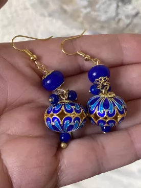 Boucles XXL Bleu & Doré – Inspiration Maroc