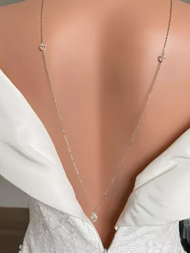 Collier de dos mariage en cristal – Bijou dos nu élégant pour mariée- Dos de Lune